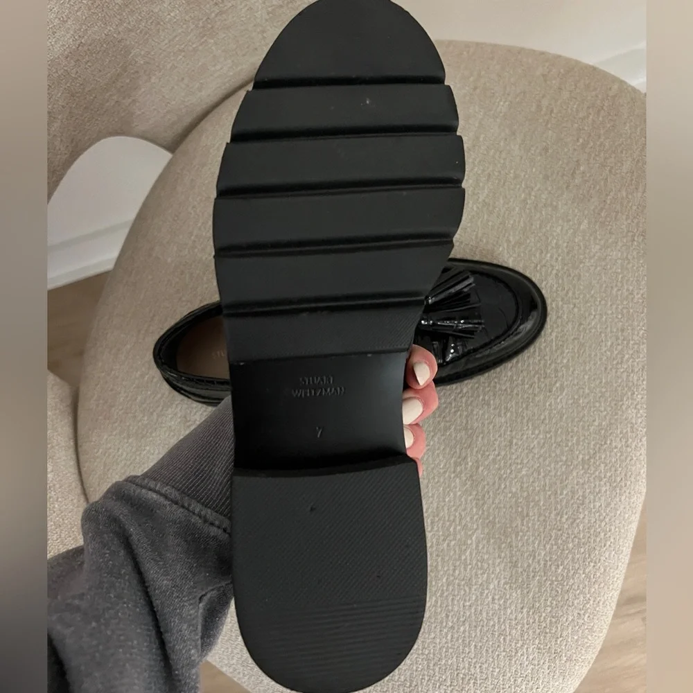 Stuart Weitzman Patent Leather Adrina Loafer with Tassle - Picture 3 of 5